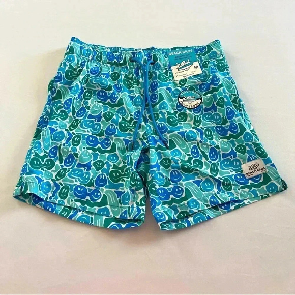 NWT Beach Bros Smiley Face Swim Trunks - Picture 1 of 6